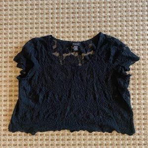 Sheer and lace black crop top